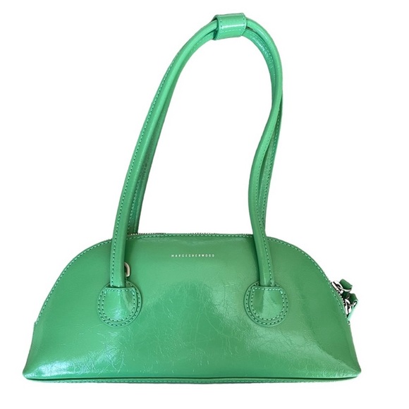 Marge Sherwood Bessette Shoulder Bag Green 100% Leather 90s Colorful Holiday